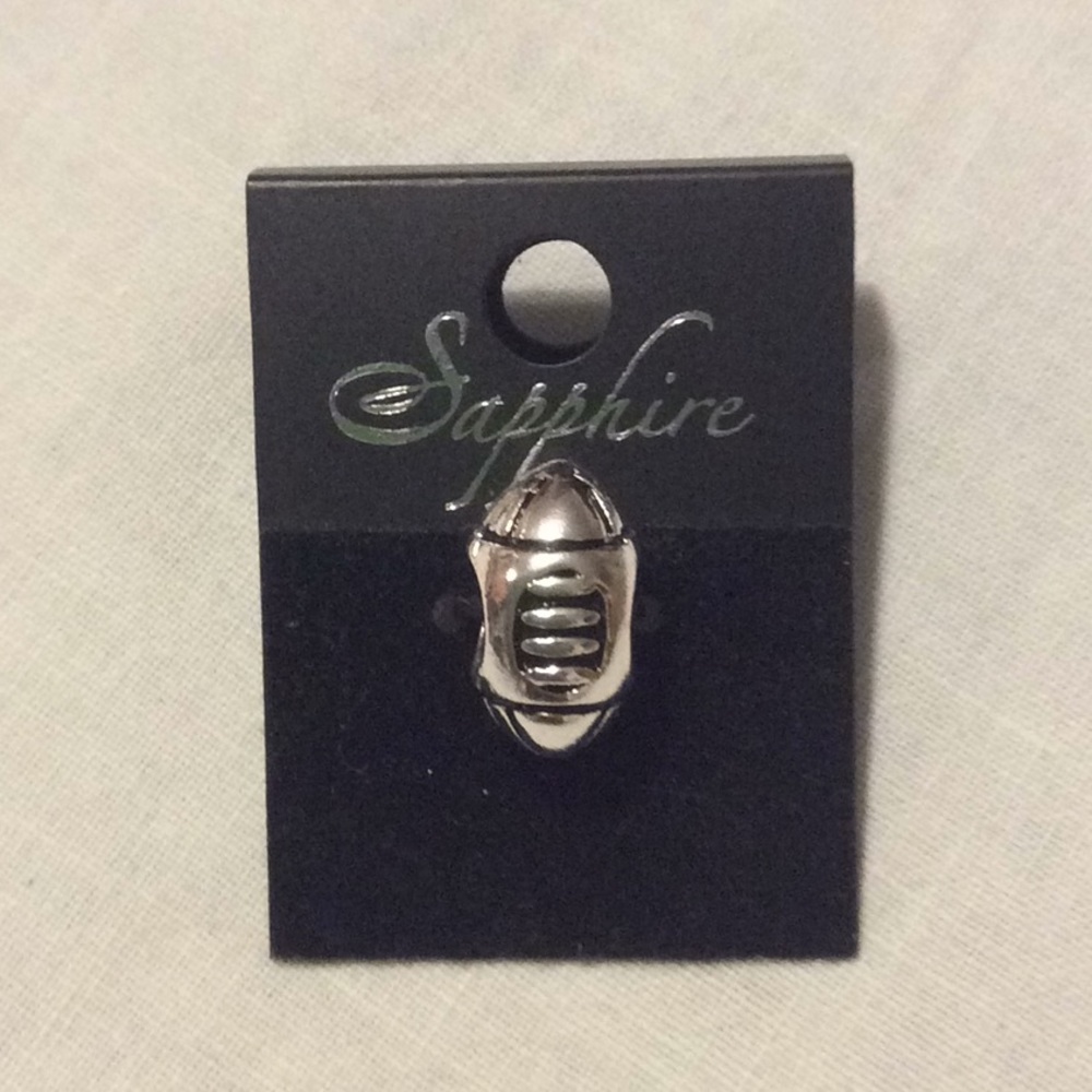 Sapphire Charm Football Bead Silver New